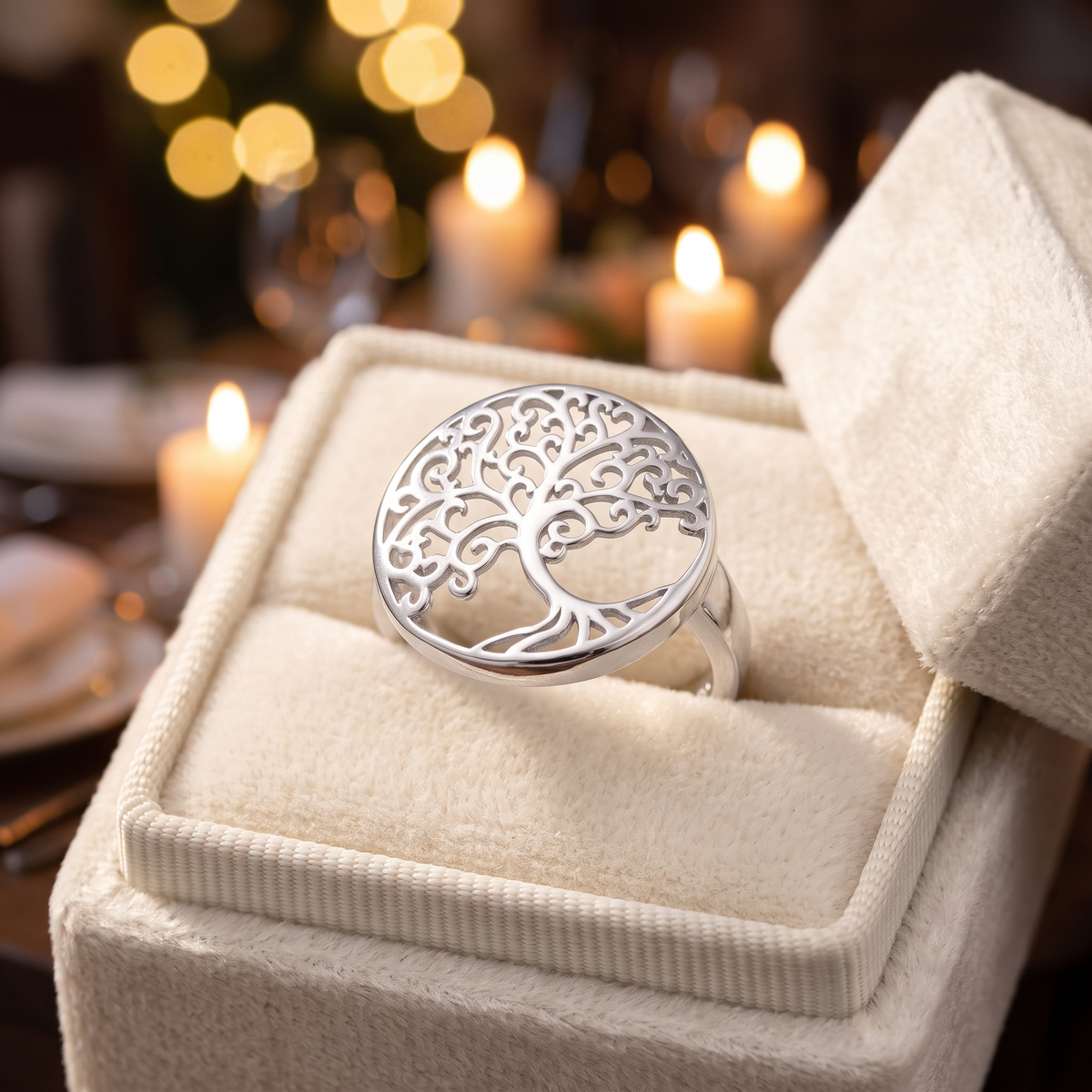 Sterling Silver Tree of Life Filigree Circle Ring for Women life3