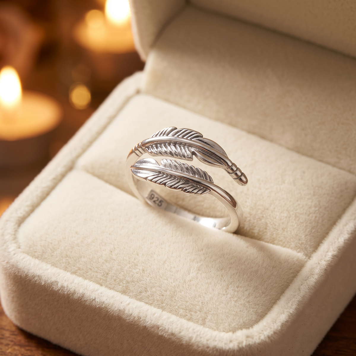 Sterling Silver Double Feather Wrap Bypass Ring for Women life3