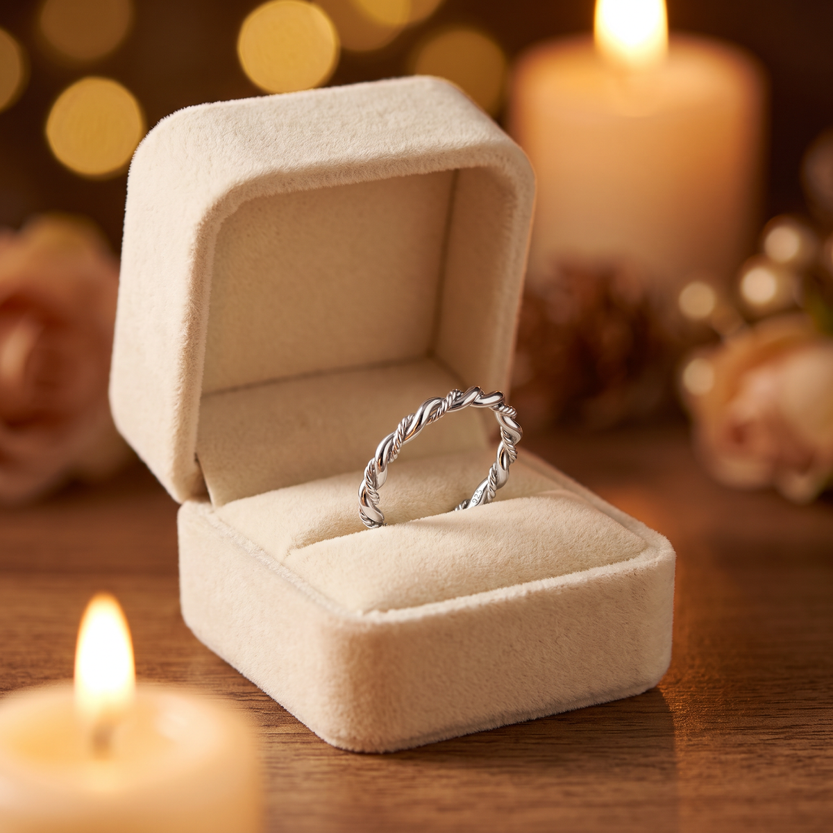 Sterling Silver 2.3mm Rope Twist Stacking Ring for Women life3