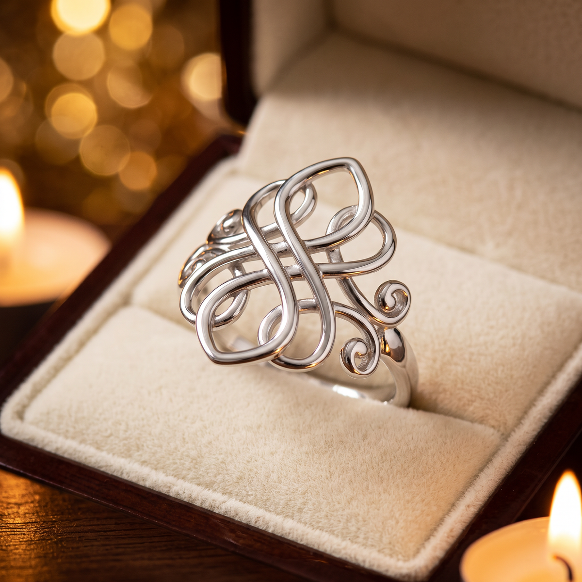 Sterling Silver Celtic Swirl Filigree Statement Ring for Women life3