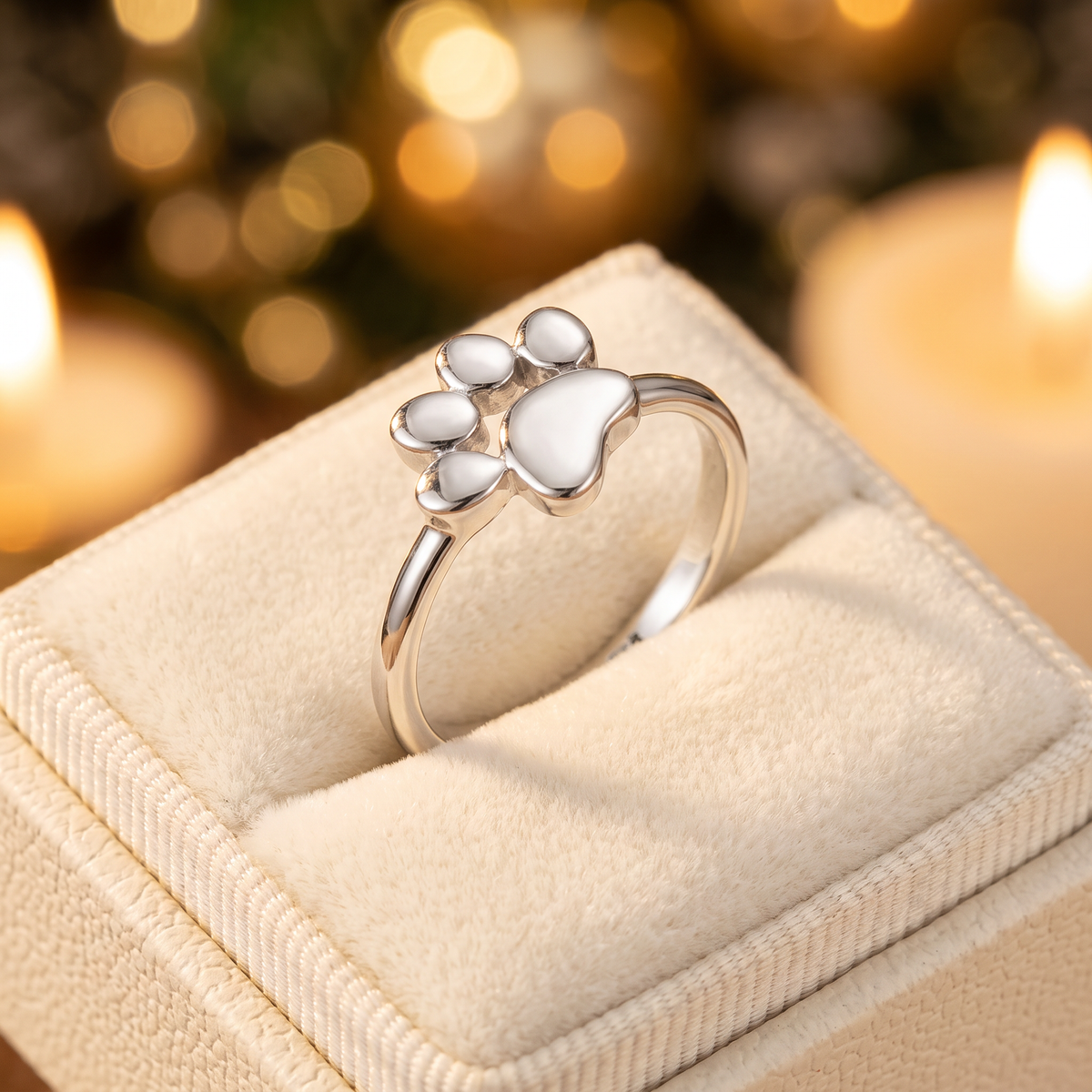 Sterling Silver Dog Paw Print Ring for Women life3