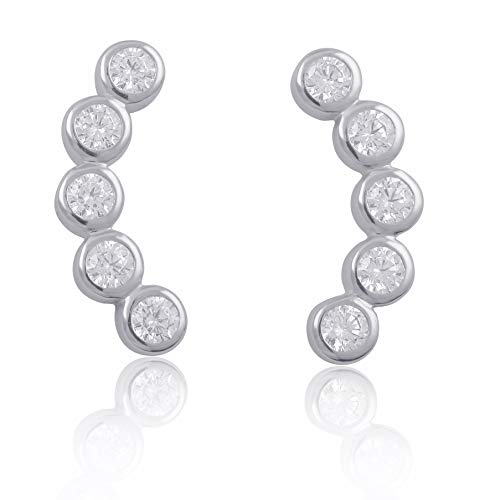 Sterling Silver Cz Half Ear Crawler Stud Earrings