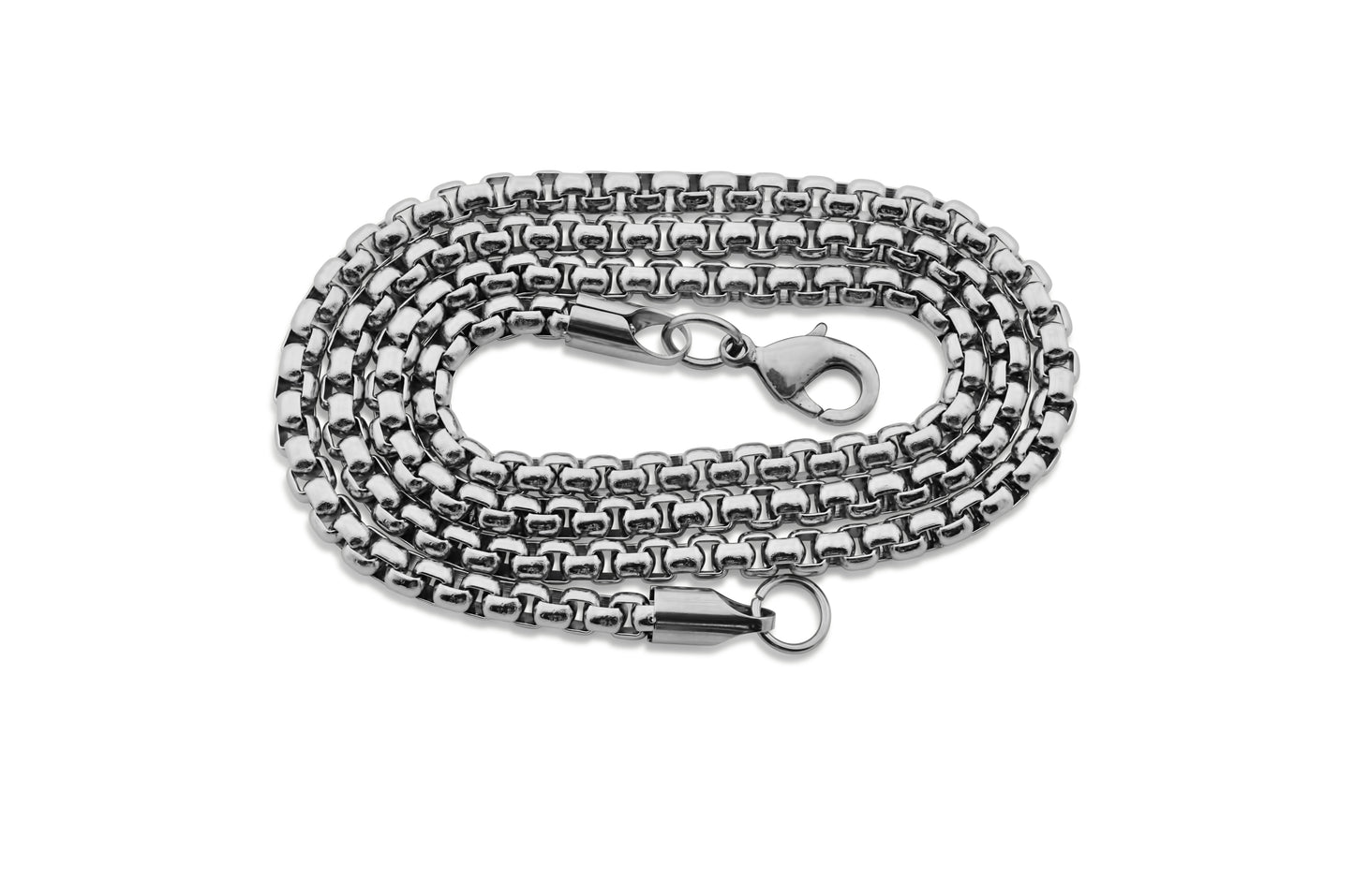 Stainless Steel Unisex 3.5mm Round Box Chain Necklace (16 to 30 Inches)