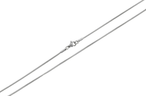 Stainless Steel Unisex Dainty Box Chain Necklace - 1.2mm Width (Available Lengths 16" - 30")