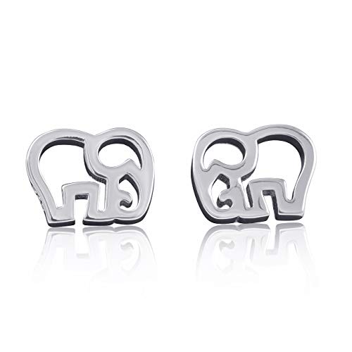 Sterling Silver Elephant Stud Earrings