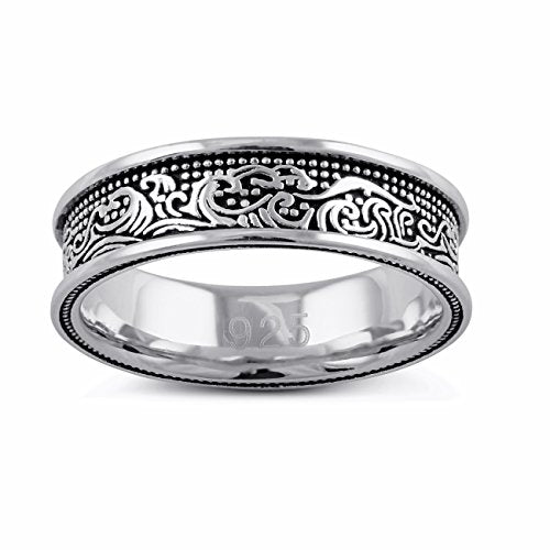 Sterling Silver Carved Great Wave Ring - Size 5