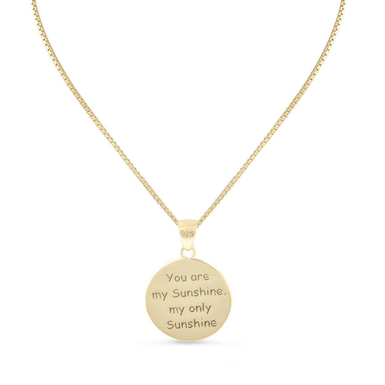 Sterling Silver "You are my Sunshine my only Sunshine" Necklace Small (18" chain included) - SilverCloseOut - 6