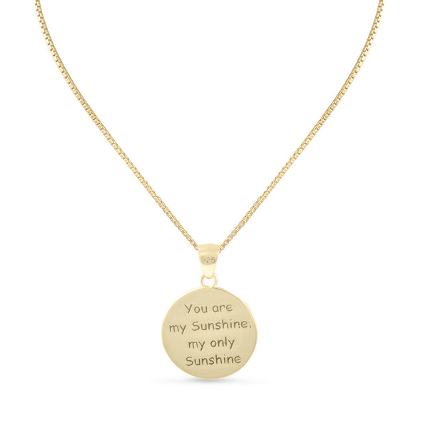 Sterling Silver "You are my Sunshine my only Sunshine" Necklace Small (18" chain included) - SilverCloseOut - 6