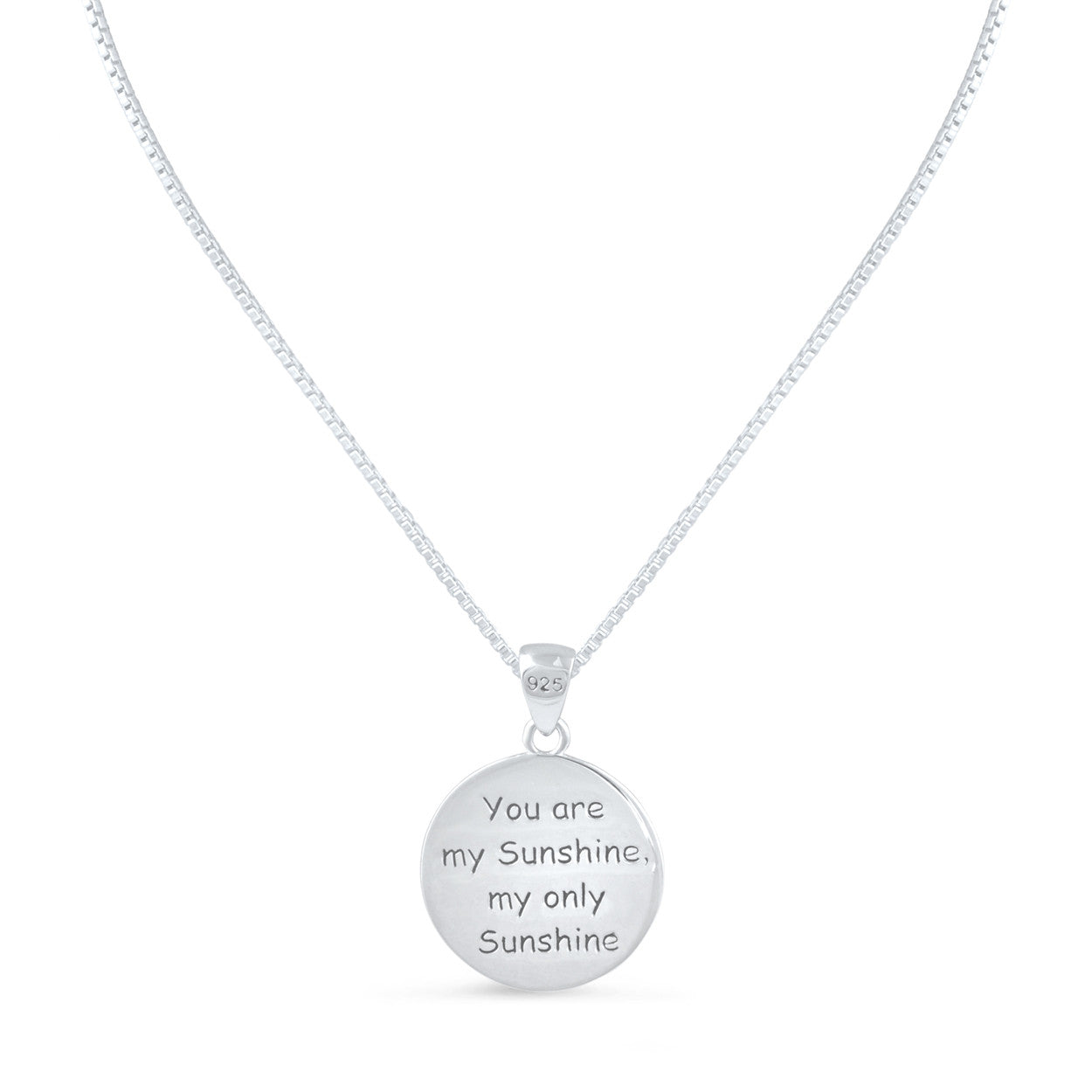 Sterling Silver "You are my Sunshine my only Sunshine" Necklace Small (18" chain included) - SilverCloseOut - 2