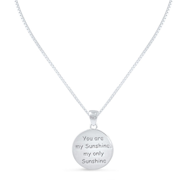 Sterling Silver "You are my Sunshine my only Sunshine" Necklace Small (18" chain included) - SilverCloseOut - 2
