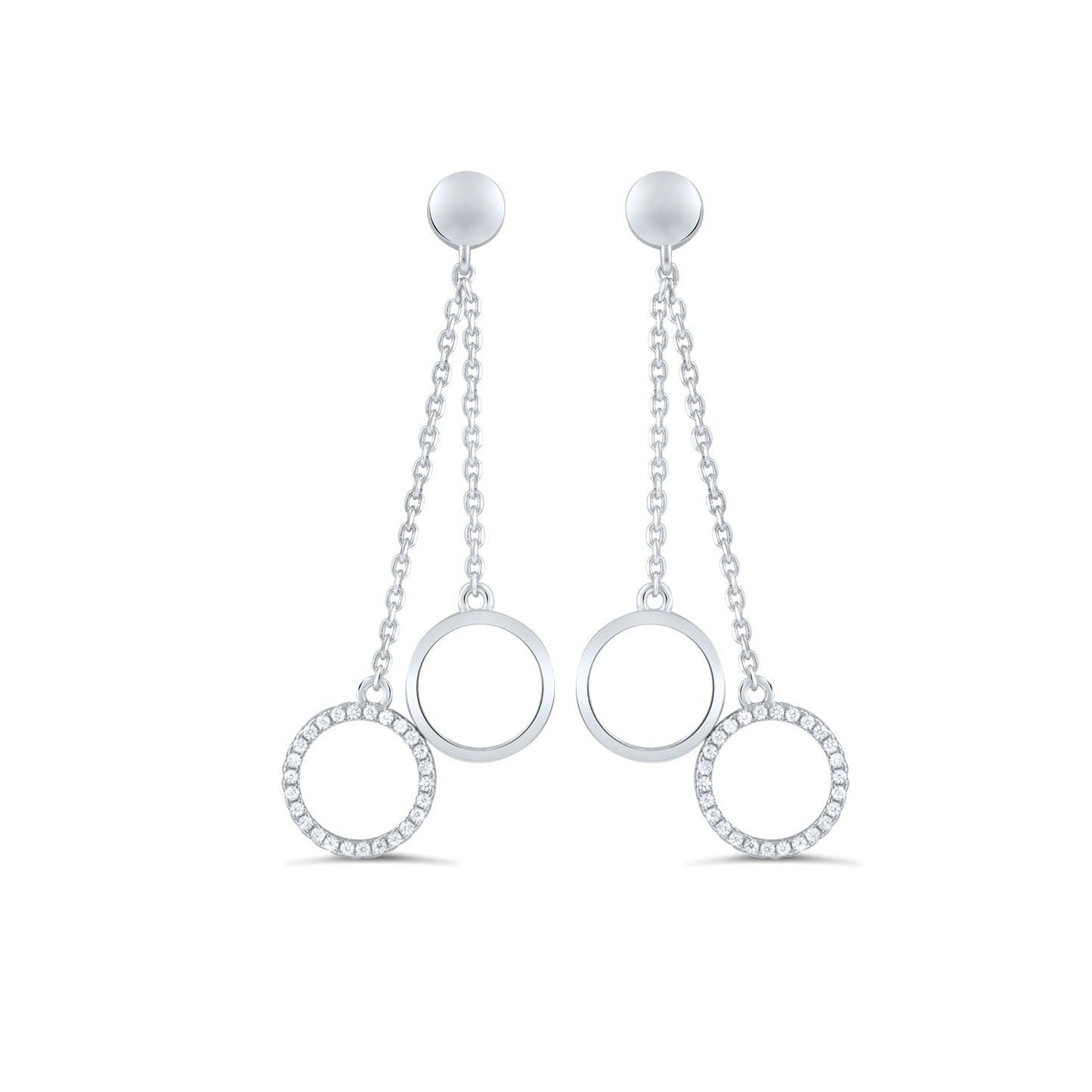 White Gold Over Sterling Silver Womens Cz Dangle Statement Earrings