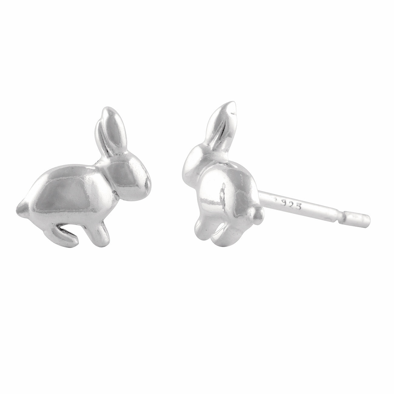 Sterling Silver Girls Small Bunny Rabbit Stud Earrings