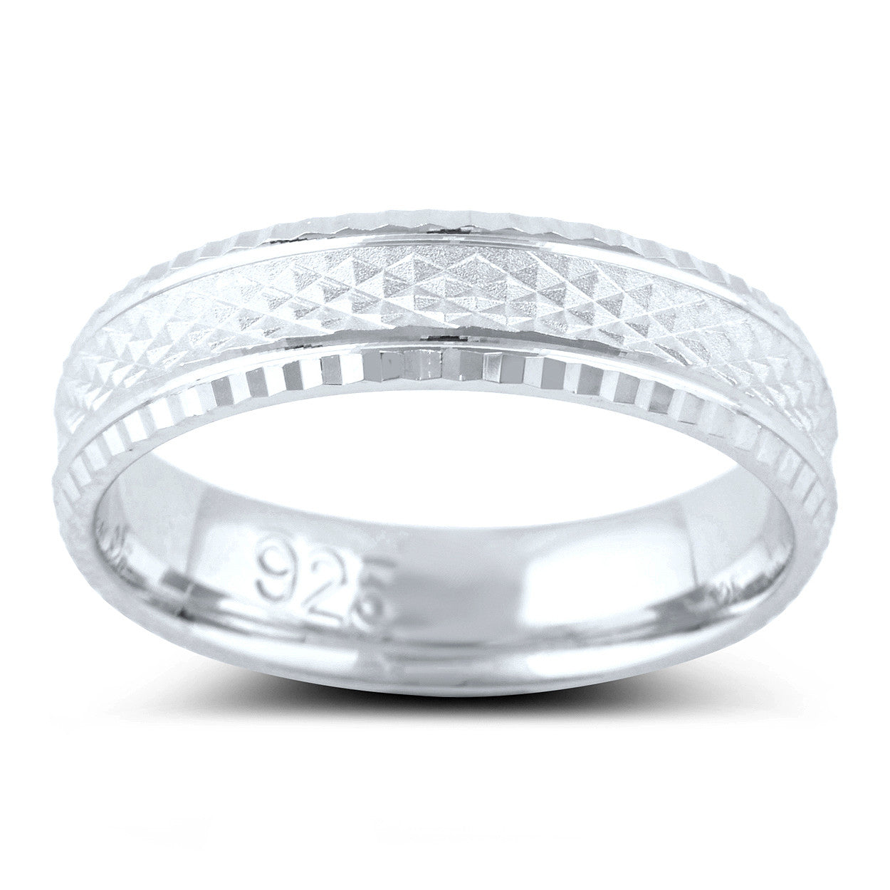 Sterling Silver Rough Faceted Diamond Cut Wedding Band - SilverCloseOut - 2