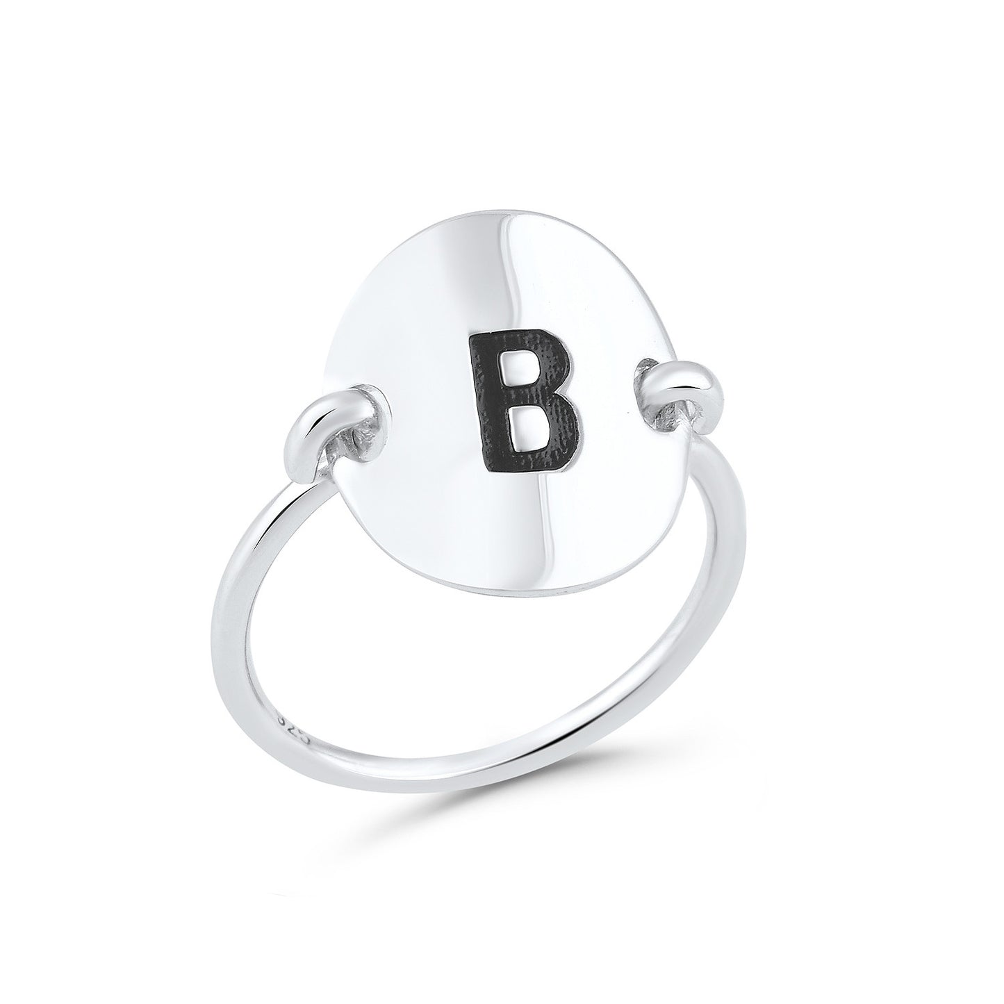 Sterling Silver Oval Initial B Ring - SilverCloseOut - 1