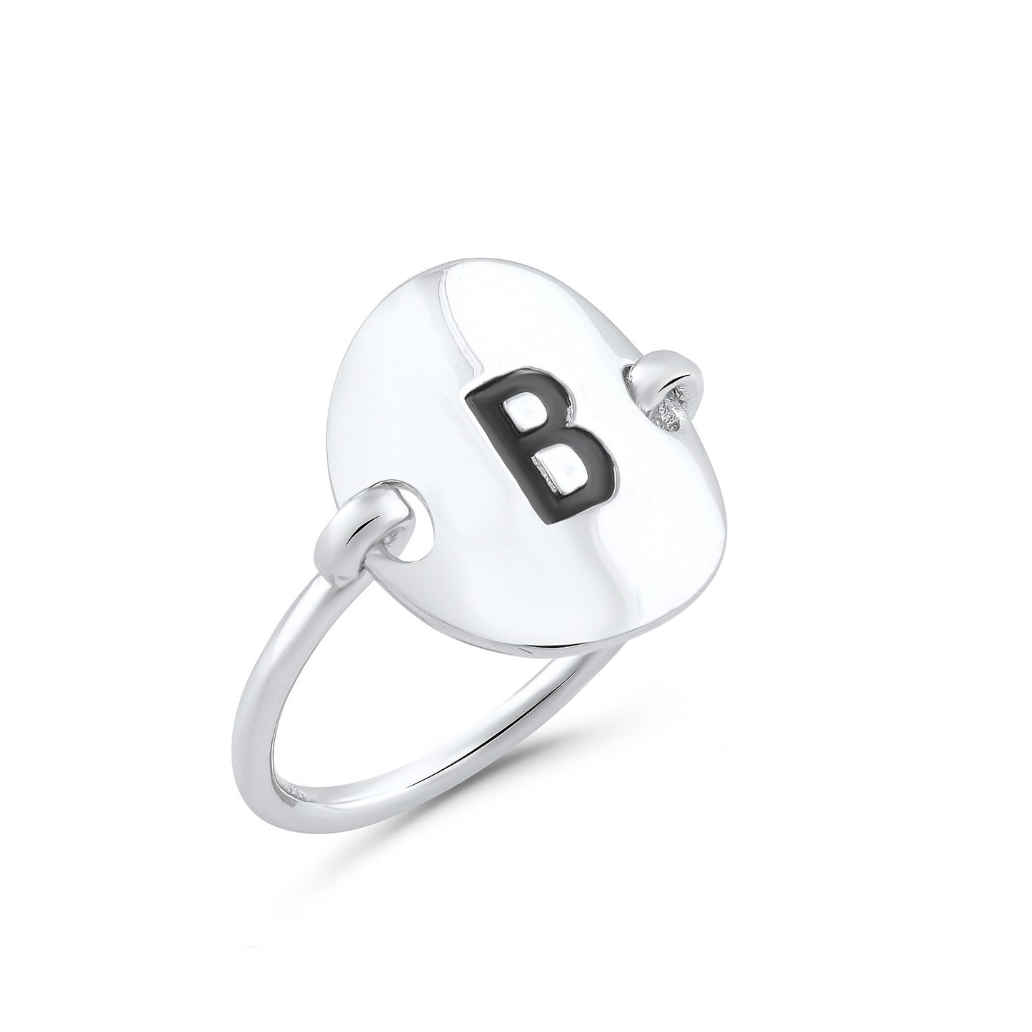 Sterling Silver Oval Initial B Ring - SilverCloseOut - 2