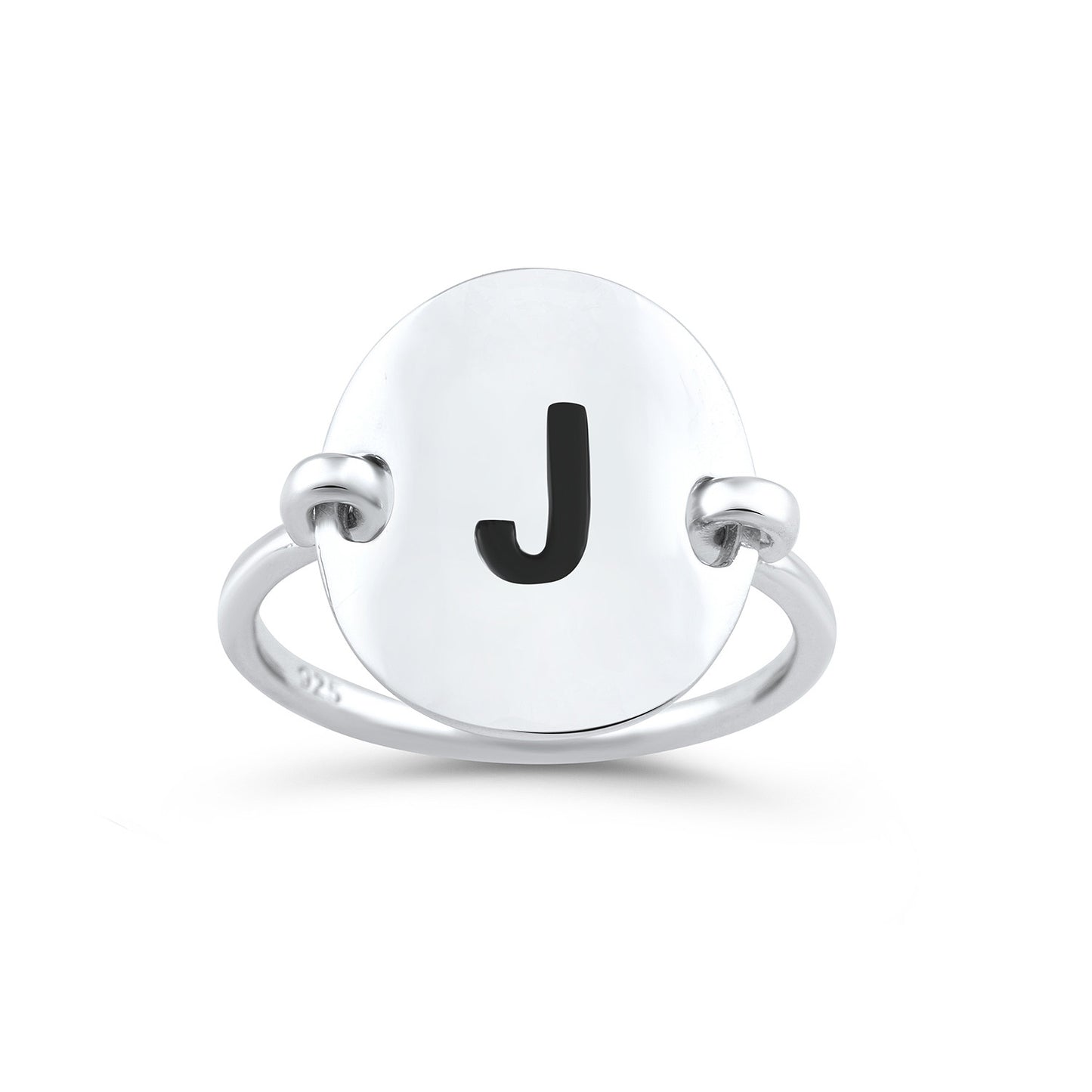 Sterling Silver Oval Initial J Ring - SilverCloseOut - 1