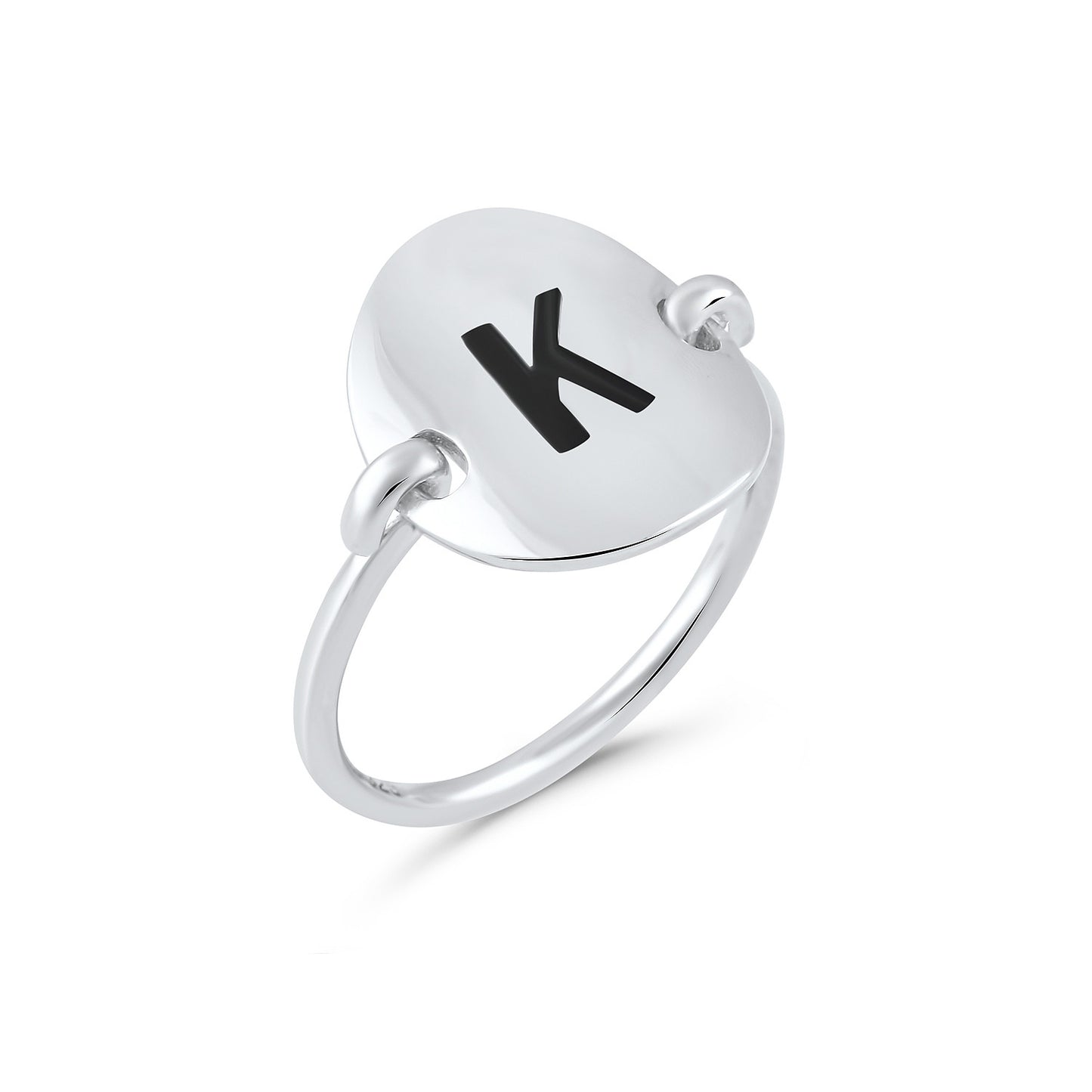 Sterling Silver Oval Initial K Ring - SilverCloseOut - 2