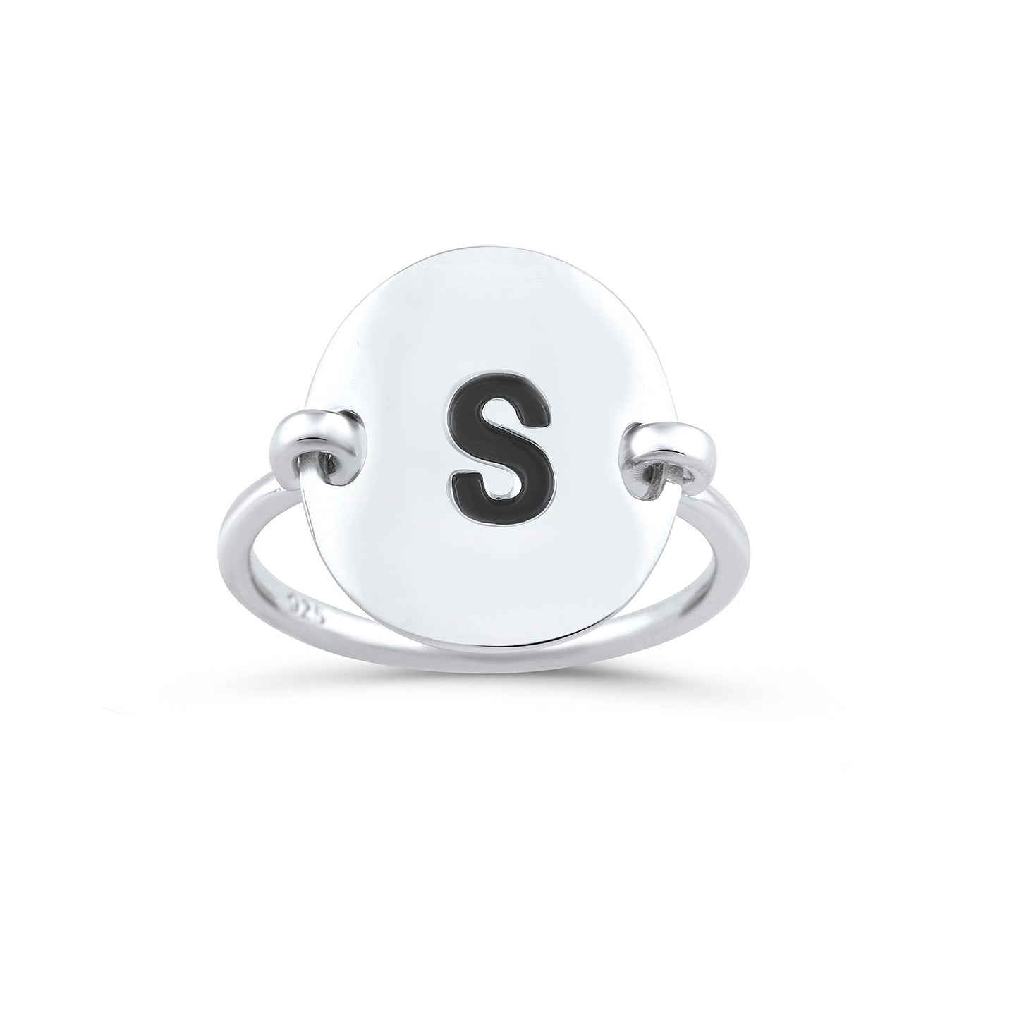 Sterling Silver Oval Initial S Ring - SilverCloseOut - 1