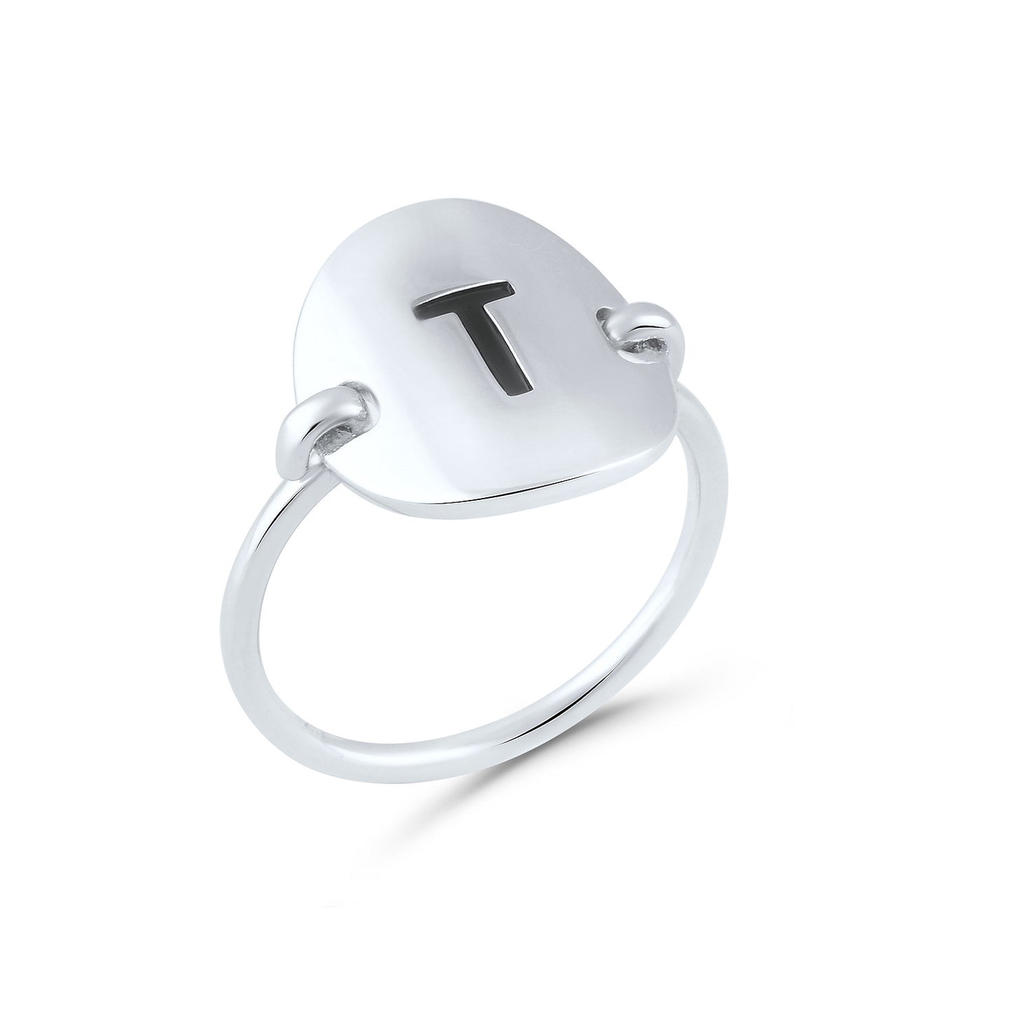 Sterling Silver Oval Initial T Ring - SilverCloseOut - 2