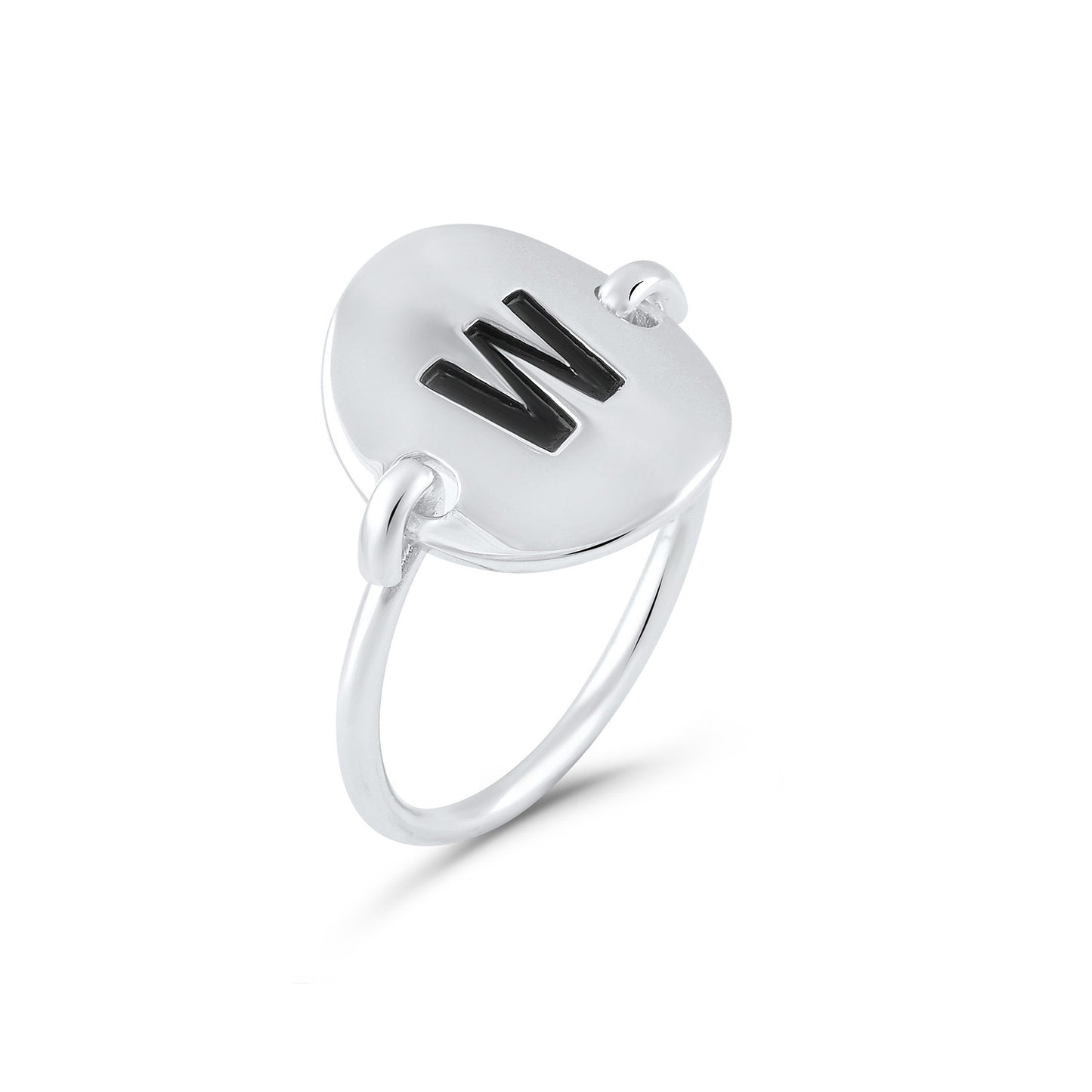 Sterling Silver Oval Initial W Ring - SilverCloseOut - 2