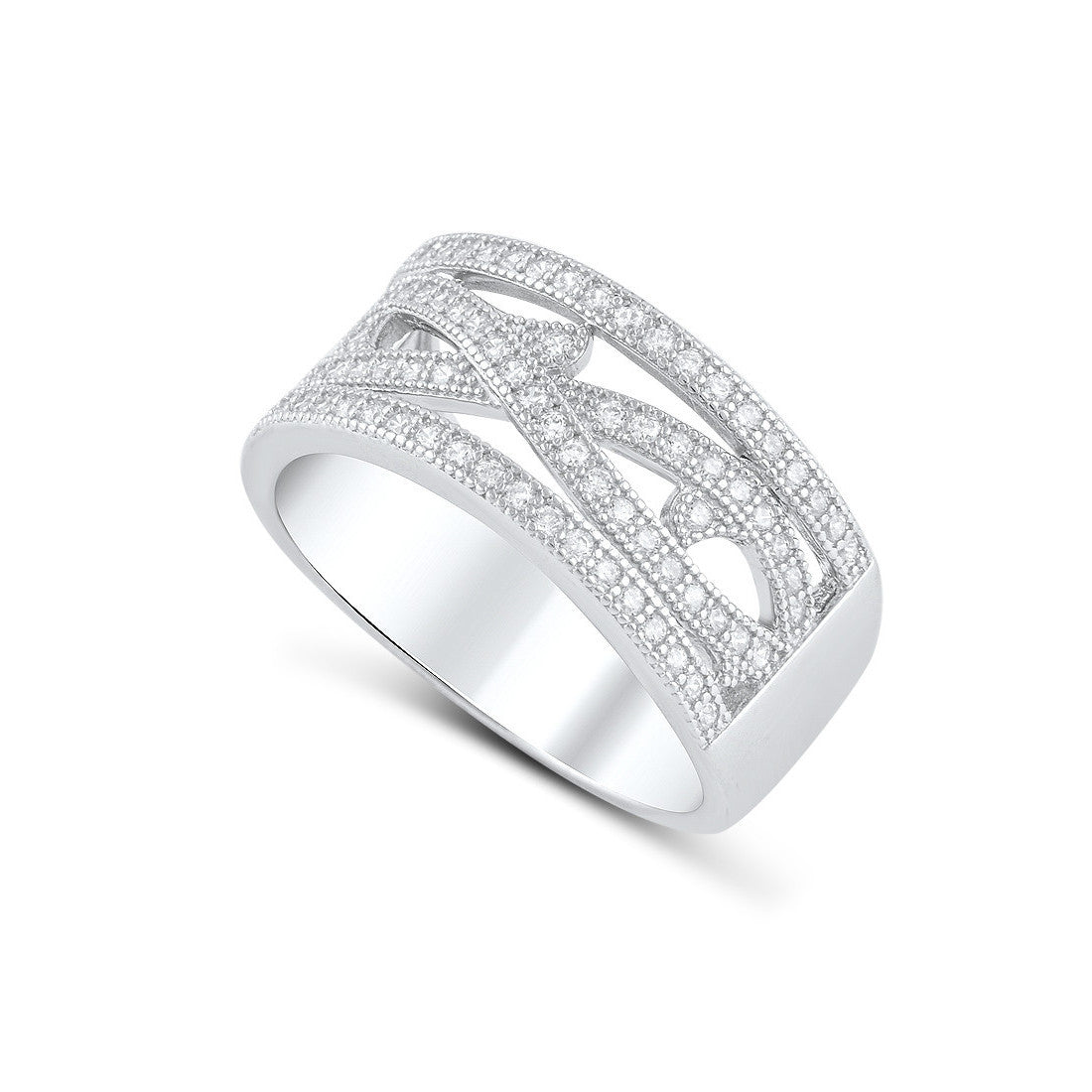 Sterling Silver Simulated Diamond Wide Infinity Statement Ring - SilverCloseOut - 2