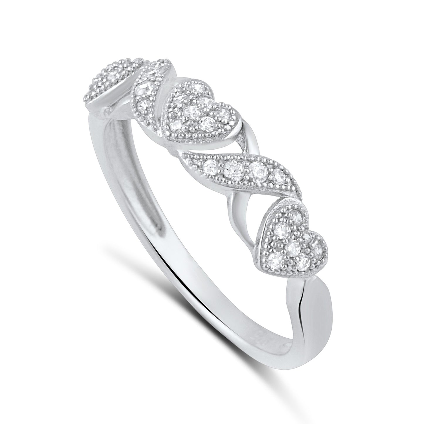 Sterling Silver Cz Thin XO Heart Stackable Ring - SilverCloseOut - 2