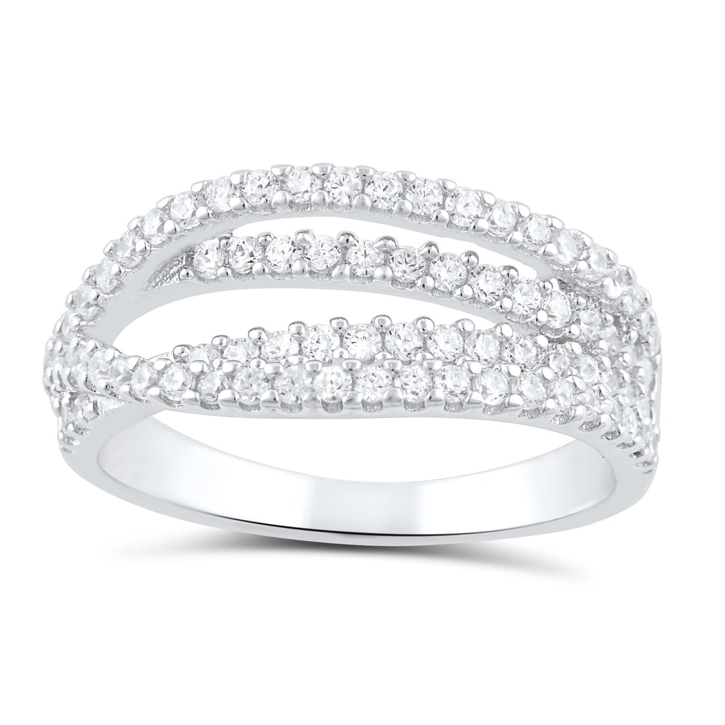 Sterling Silver Simulated Diamond Lovers Knot Ring - SilverCloseOut - 1