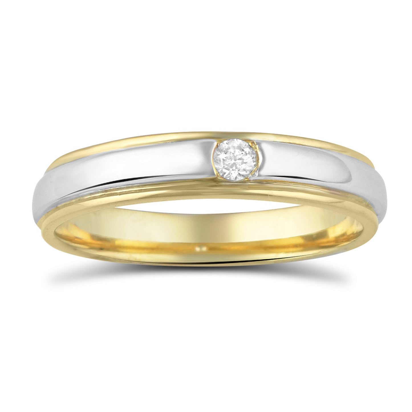 Two Tone Sterling Silver Simulated Diamond Solitaire Ring - SilverCloseOut - 2