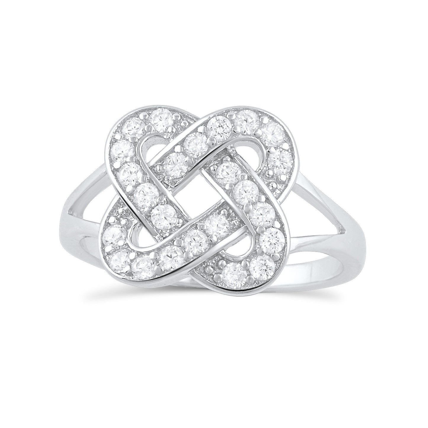 Sterling Silver Cz Lovers Knot Ring - SilverCloseOut - 2
