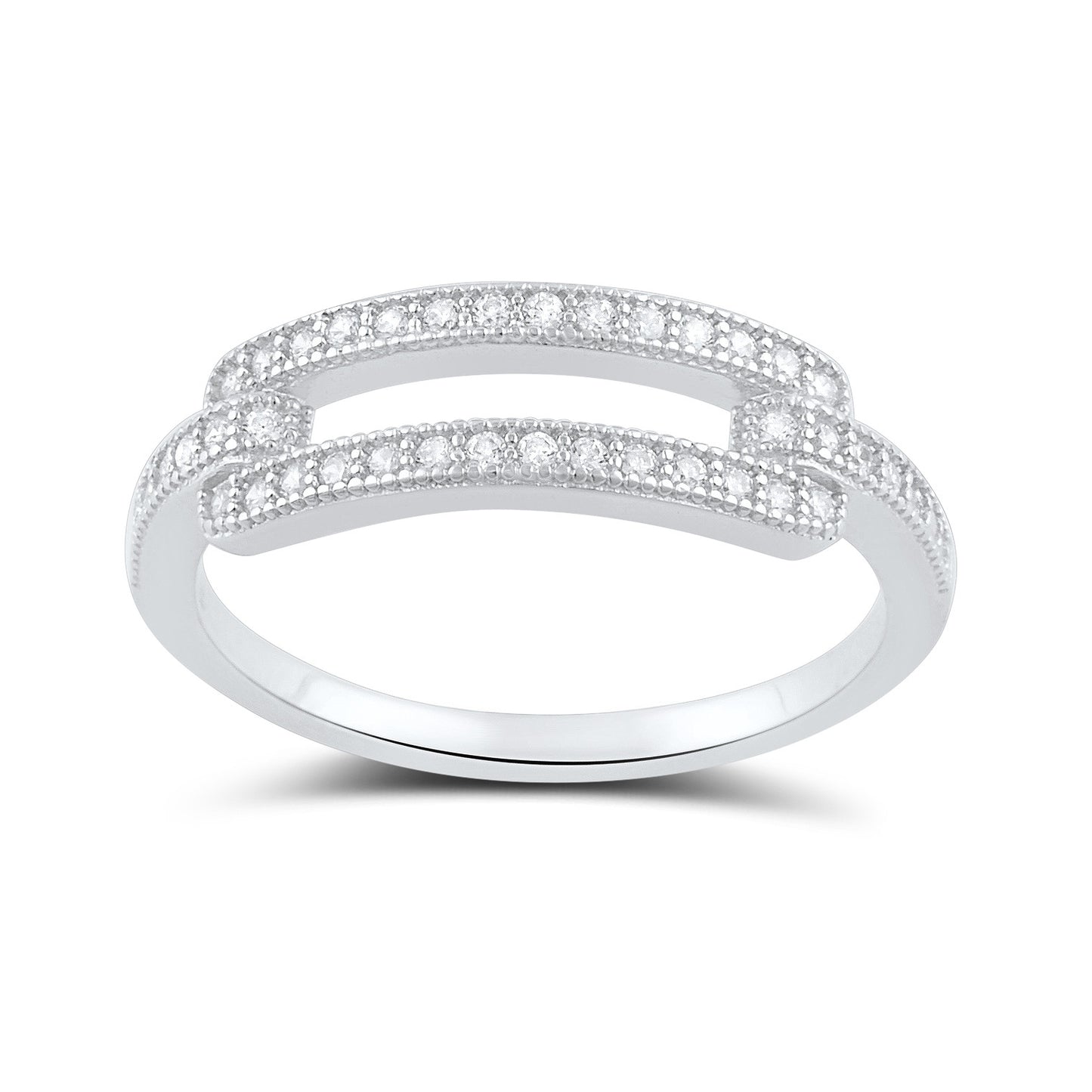 Sterling Silver Cz Hollow Bar Statement Ring - SilverCloseOut - 2