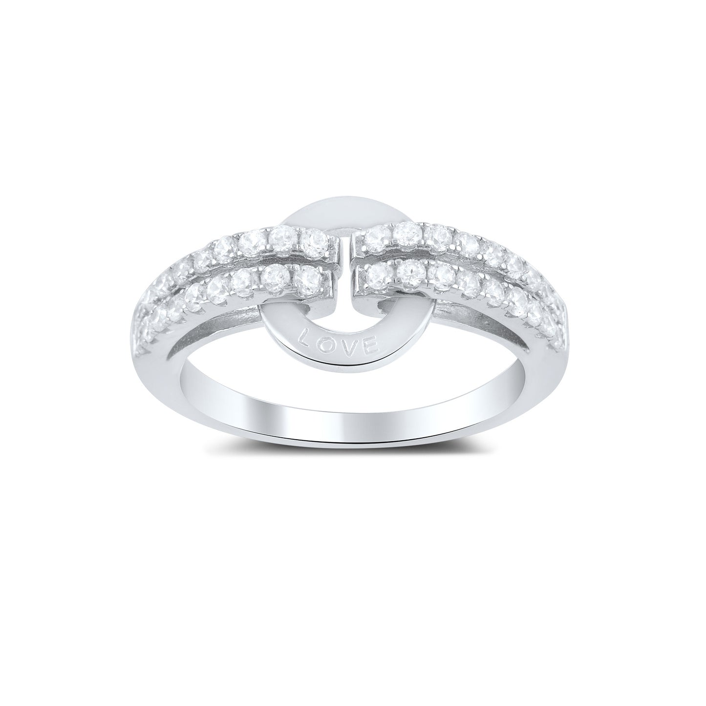 Sterling Silver Cz Circle of Love Statement Ring - SilverCloseOut - 1
