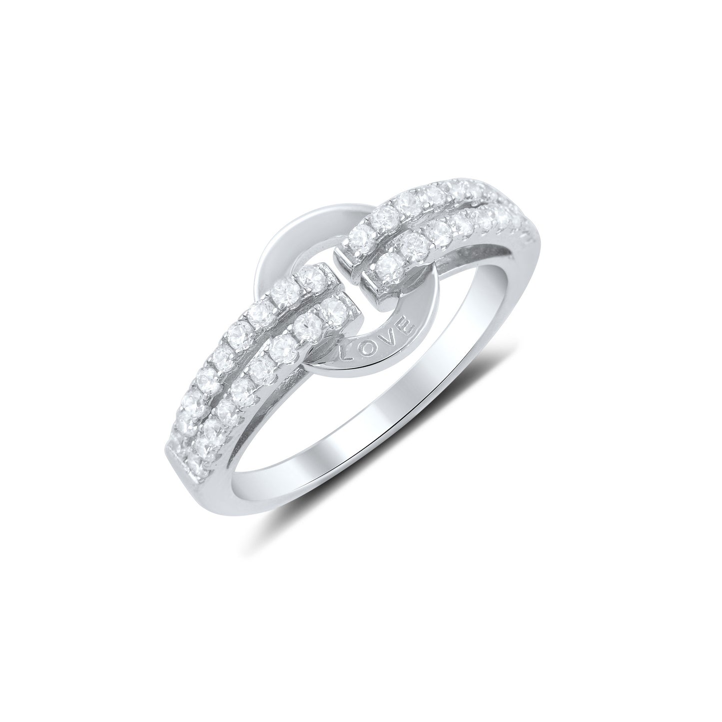 Sterling Silver Cz Circle of Love Statement Ring - SilverCloseOut - 2
