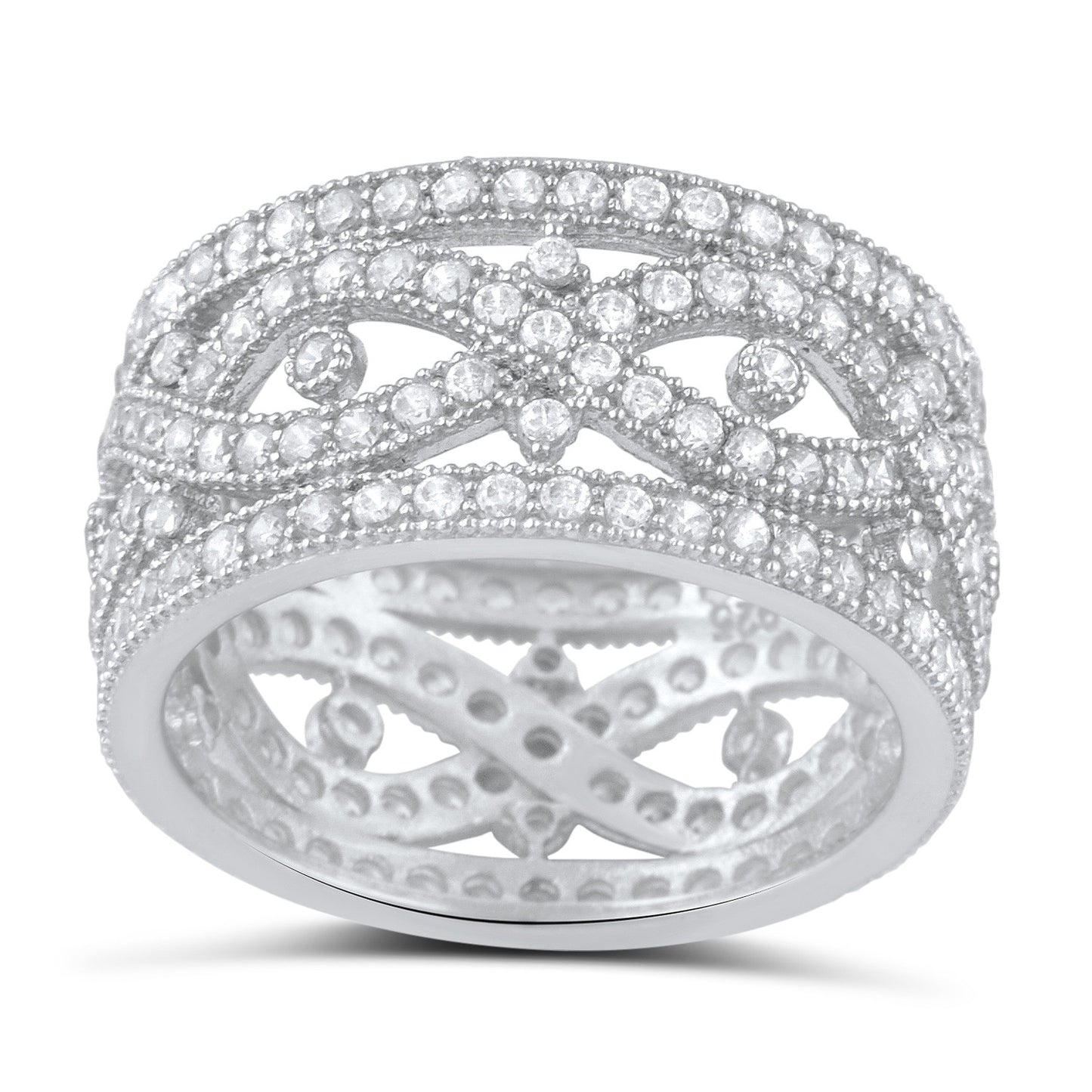 Sterling Silver Simulated Diamond Wide Infinity Statement Ring - SilverCloseOut - 2