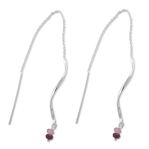 Sterling Silver Twisted Bead Threader Earrings