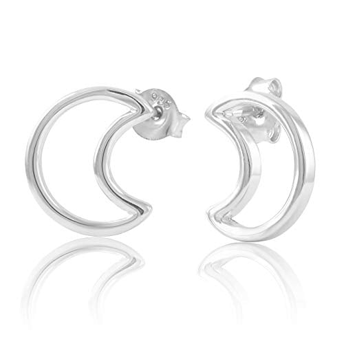 Sterling Silver Crescent Moon Stud Earrings