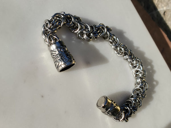 Stainless Steel Men's Round Fancy Bali Magnetic Infinity Link Bracelet