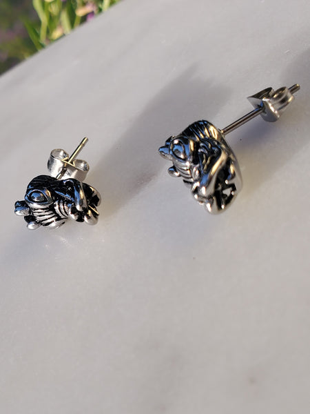 Stainless Steel Mystic Dragon Push Back Stud Earrings - Punk Earrings for Girls 6MM