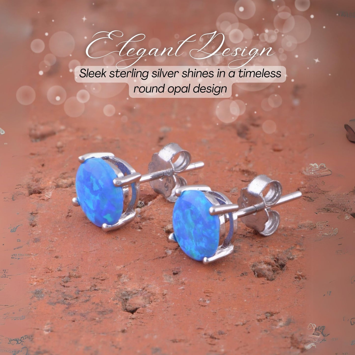 Blue opal stud earrings side profile