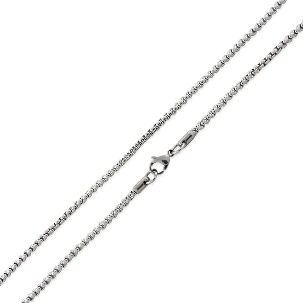 Hypoallergenic Stainless Steel Thin Round Box Chain Necklace - 2.5mm Thickness (16-30 inches)