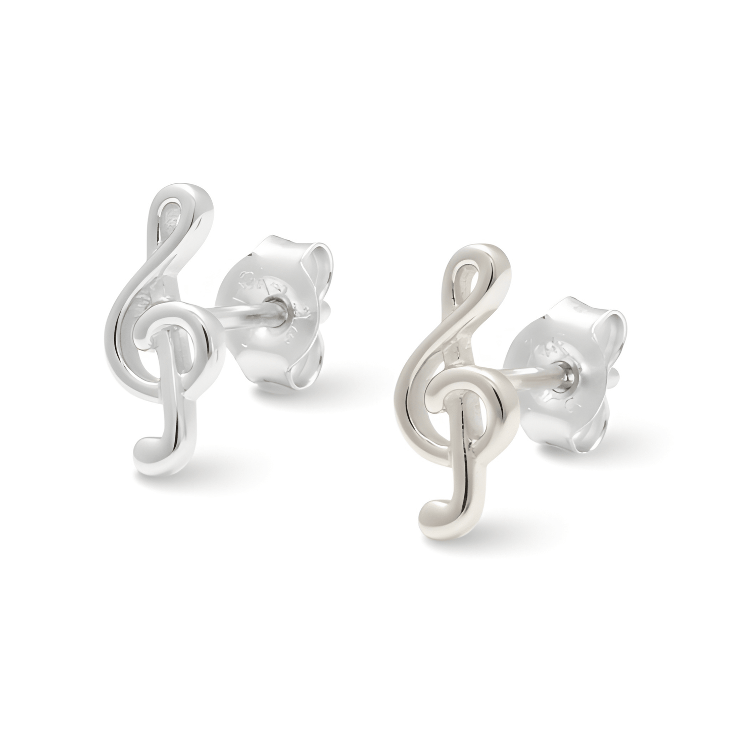 Sterling Silver G-clef Music Note Stud Earrings - 11mm