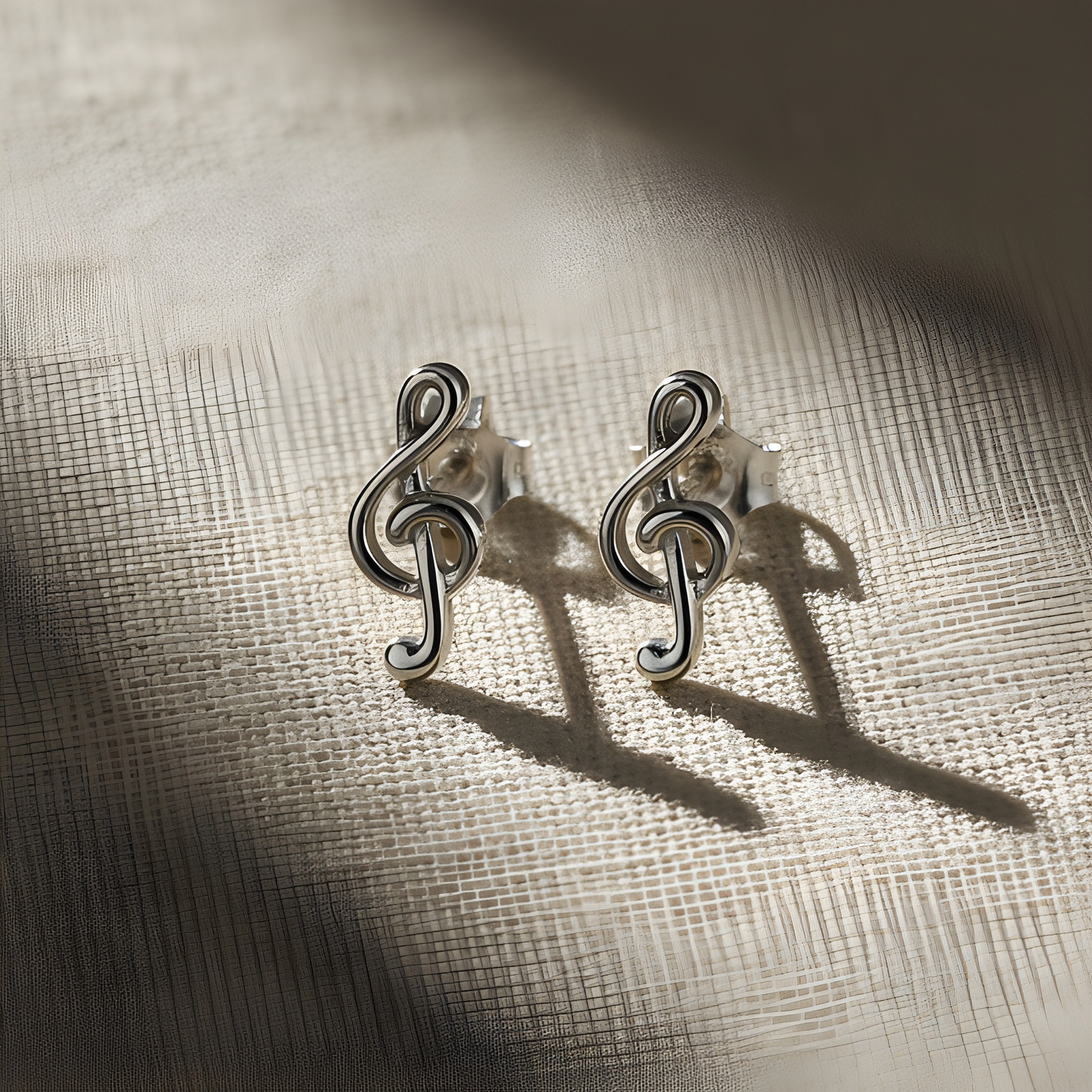 Sterling Silver G-clef Music Note Stud Earrings - 11mm