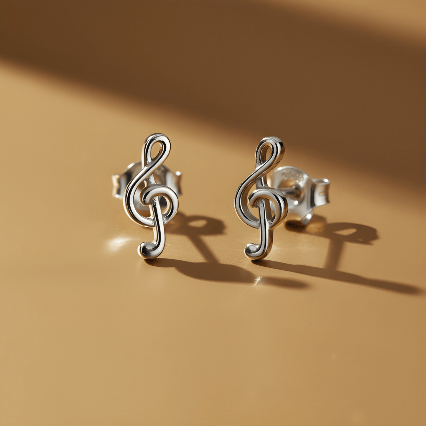 Sterling Silver G-clef Music Note Stud Earrings - 11mm