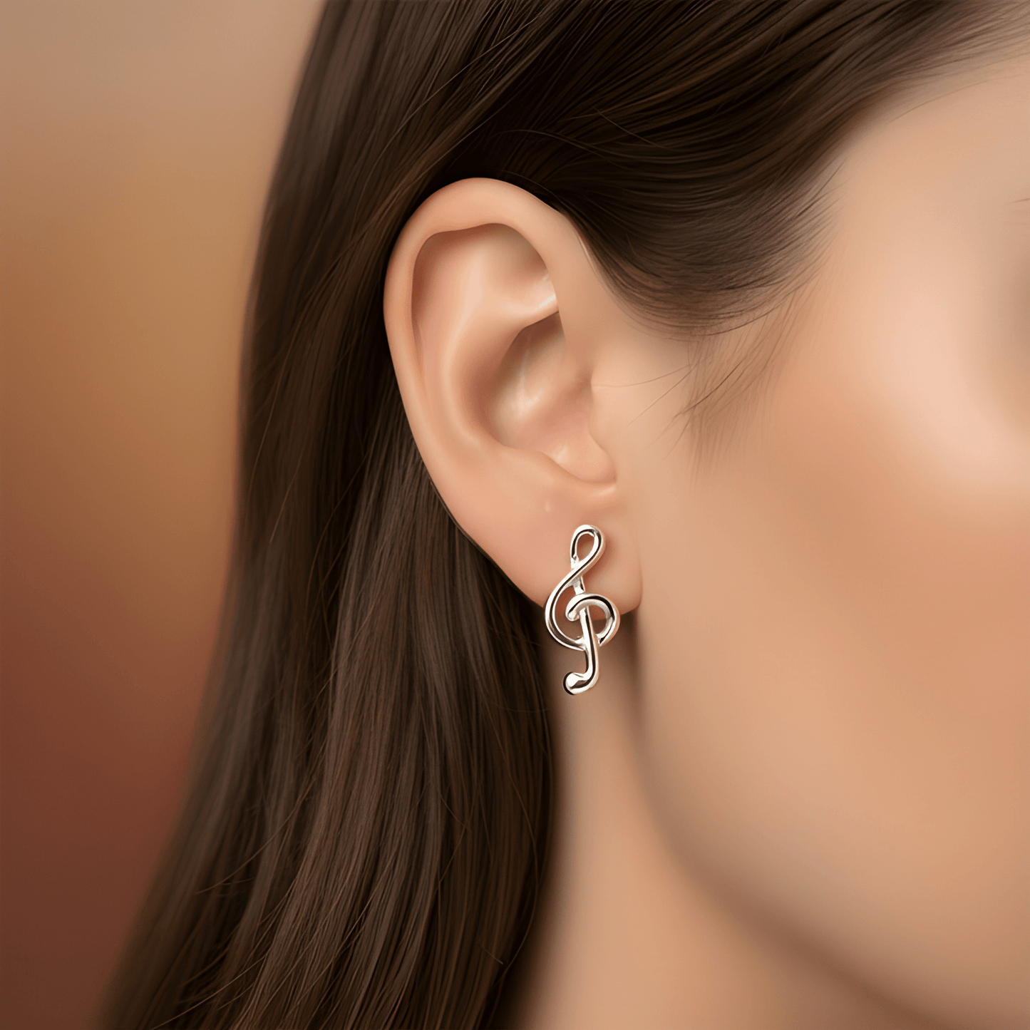 Sterling Silver G-clef Music Note Stud Earrings - 11mm