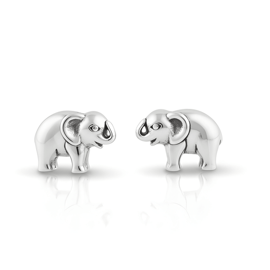 SilverCloseOut White Gold Over Sterling Silver Girls Dainty Lucky Elephant Stud Earrings - 6mm