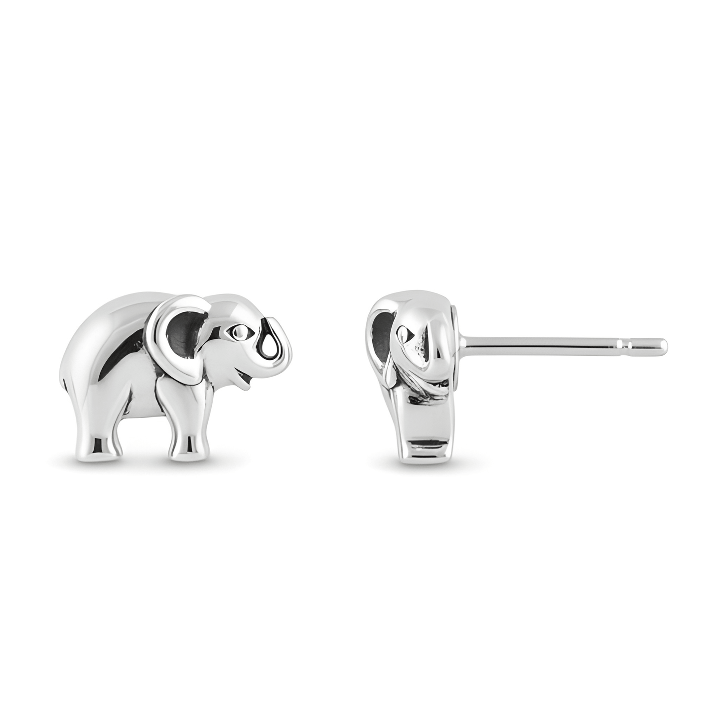 SilverCloseOut White Gold Over Sterling Silver Girls Dainty Lucky Elephant Stud Earrings - 6mm