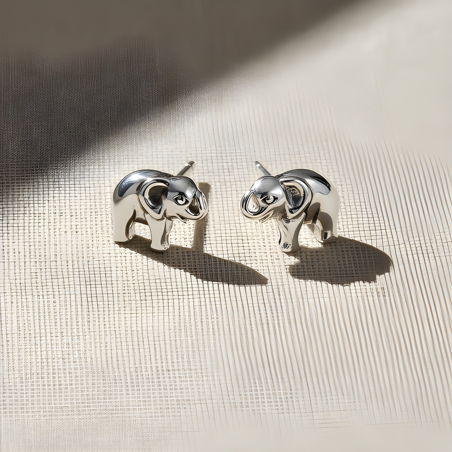 SilverCloseOut White Gold Over Sterling Silver Girls Dainty Lucky Elephant Stud Earrings - 6mm