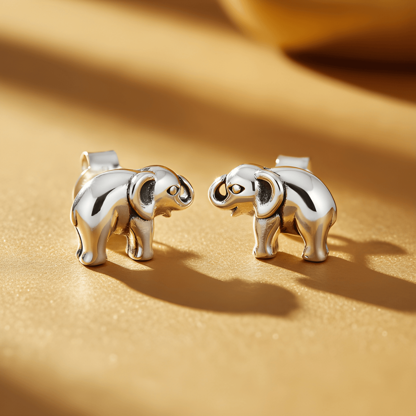 SilverCloseOut White Gold Over Sterling Silver Girls Dainty Lucky Elephant Stud Earrings - 6mm