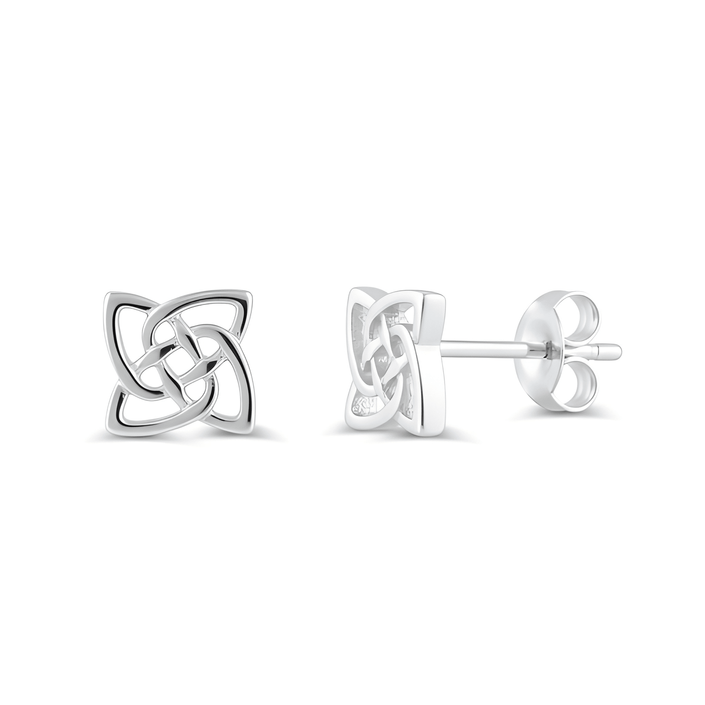 SilverCloseOut Rhodium Plated Sterling Silver Womens Celtic Triquetra Knot Stud Earrings for Girls - 6mm