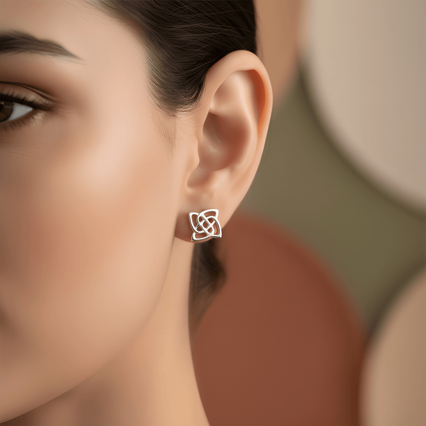 SilverCloseOut Rhodium Plated Sterling Silver Womens Celtic Triquetra Knot Stud Earrings for Girls - 6mm