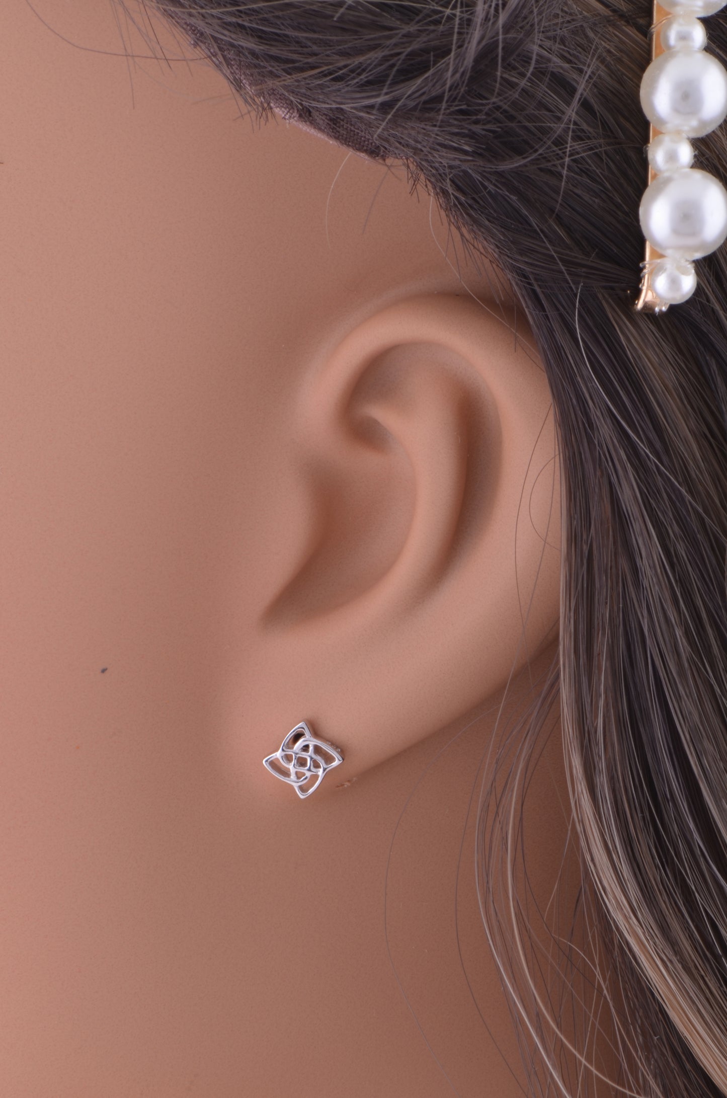 SilverCloseOut Rhodium Plated Sterling Silver Womens Celtic Triquetra Knot Stud Earrings for Girls - 6mm